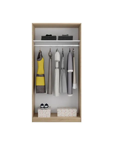 Hansen Canadian Oak Effect Small Narrow Sliding 2 Door Wardrobe, 3211