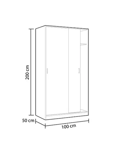 Hansen Canadian Oak Effect Small Narrow Sliding 2 Door Wardrobe, 3211