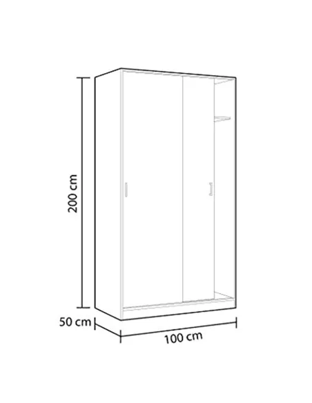 Hansen Canadian Oak Effect Small Narrow Sliding 2 Door Wardrobe, 3211