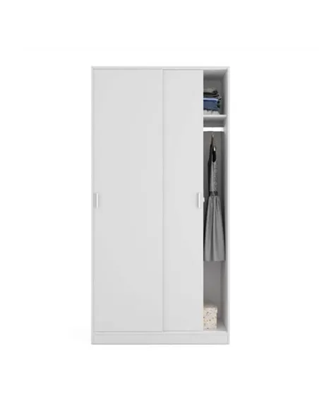 Hansen White Small Narrow Sliding 2 Door Wardrobe, 3207