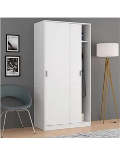 Hansen White Small Narrow Sliding 2 Door Wardrobe, 3207 2
