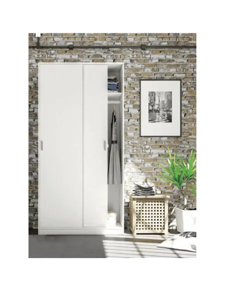Hansen White Small Narrow Sliding 2 Door Wardrobe, 3207