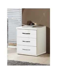 Ivana German White Gloss 3 Drawer Bedside, 2656