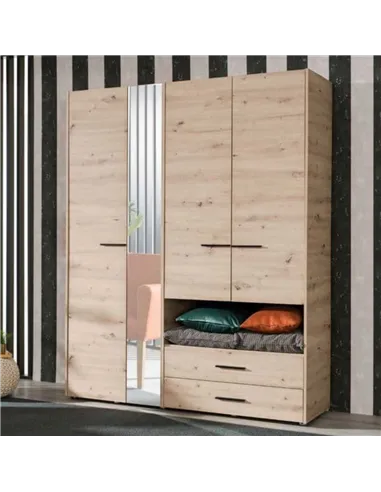 Limone Grey Oak 4 Door Wardrobe, 3044