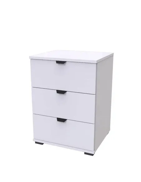 Limone Arctic White 3 Drawer Bedside Table, 3402