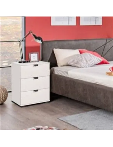 Limone Arctic White 3 Drawer Bedside Table, 3402