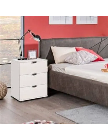 Limone Arctic White 3 Drawer Bedside Table, 3402