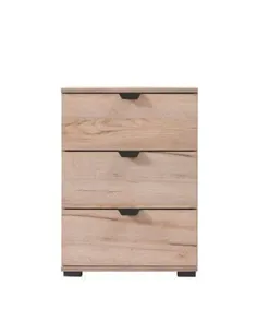 Limone Oak Effect 3 Drawer Bedside Table, 3404