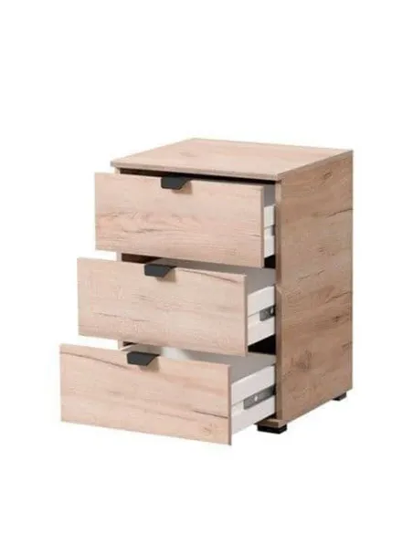 Limone Oak Effect 3 Drawer Bedside Table, 3404