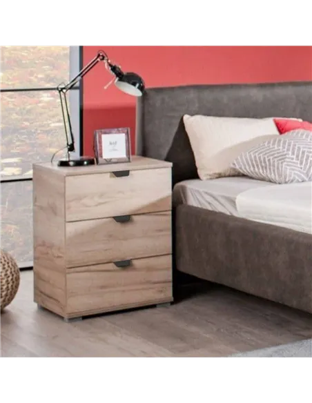 Limone Oak Effect 3 Drawer Bedside Table, 3404