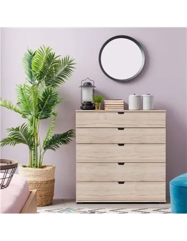 Limone Oak Effect Wide 6 Drawer Chest, 3406