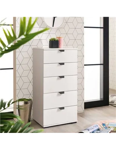 Limone Arctic White Narrow 5 Drawer Chest, 3409