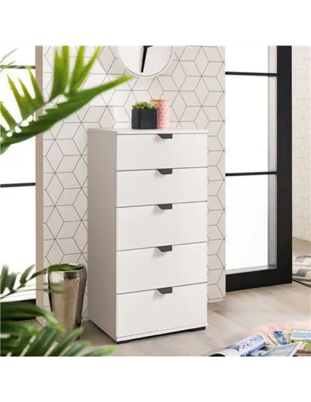 Limone Arctic White Narrow 5 Drawer Chest, 3409