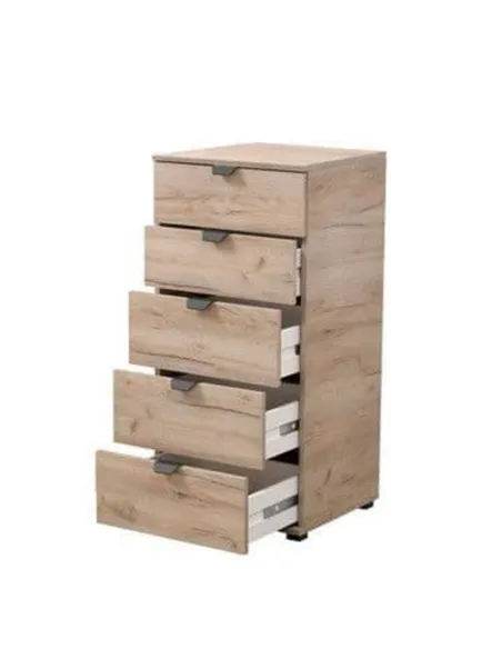 Limone Oak Effect Narrow 5 Drawer Chest, 3410