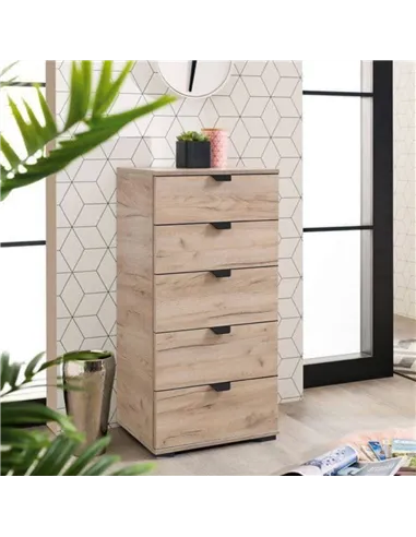 Limone Oak Effect Narrow 5 Drawer Chest, 3410