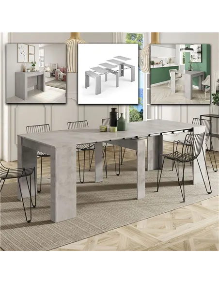 Luiz Concrete Grey Effect Large Extending Dining Table, 2603