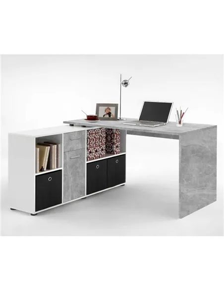 Luiz Desk Concrete Grey and White, 2644