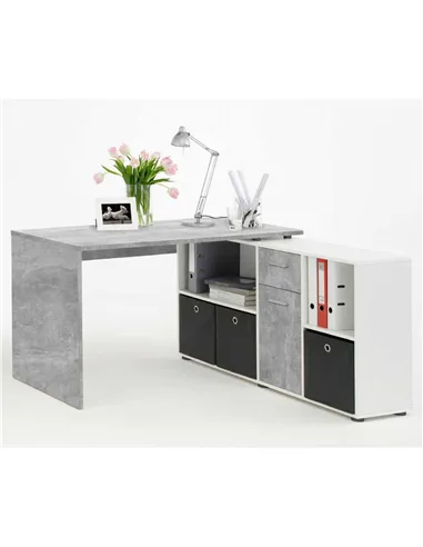 Luiz Desk Concrete Grey and White, 2644