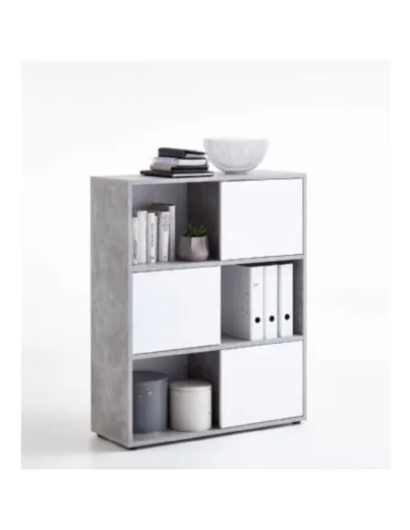 Luiz Short Bookcase Grey and White, 2646