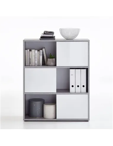 Luiz Short Bookcase Grey and White, 2646