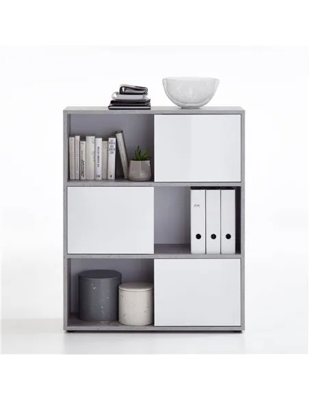 Luiz Short Bookcase Grey and White, 2646