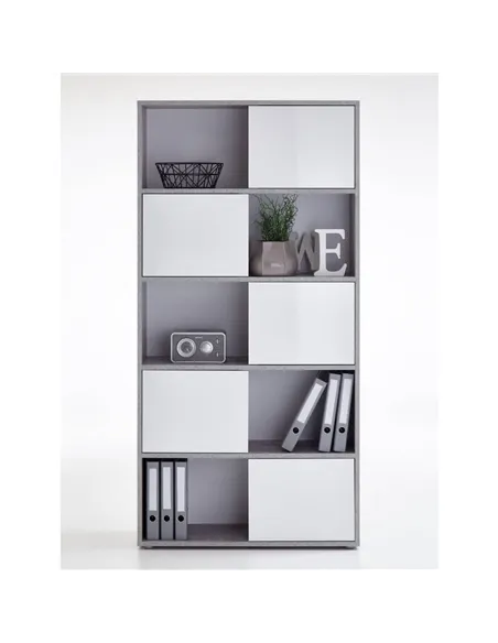 Luiz Tall Bookcase Grey and White, 2645