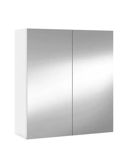 Mancini 600mm White And Mirrored 2 Door Wall Mounted Bathroom Cabinet, 3224