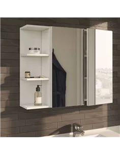 Mancini 600mm White And Mirrored 2 Door Wall Mounted Bathroom Cabinet, 3224 2