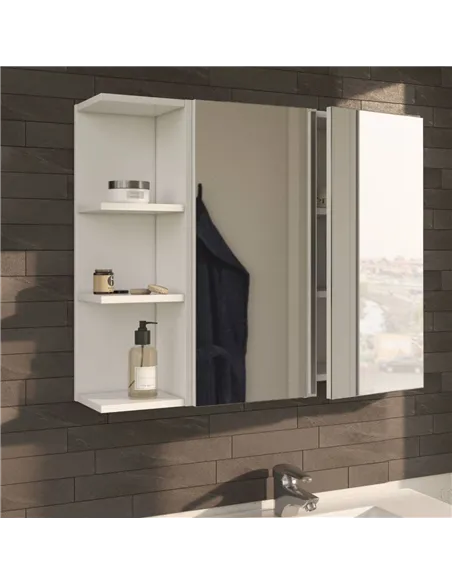Mancini 600mm White And Mirrored 2 Door Wall Mounted Bathroom Cabinet, 3224