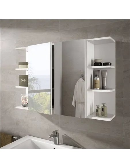 Mancini 600mm White And Mirrored 2 Door Wall Mounted Bathroom Cabinet, 3224