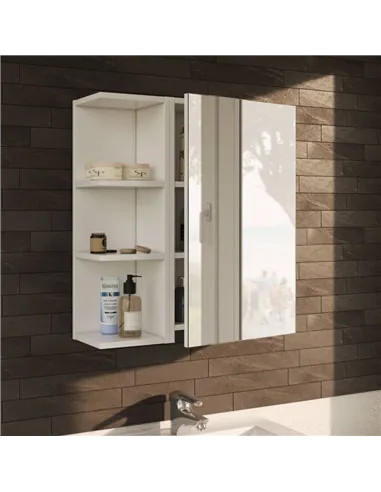 Mancini 400mm White And Mirrored 1 Door Wall Mounted Bathroom Cabinet, 3223