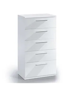 Madrid White Gloss Tall Chest Of Drawers, 2429
