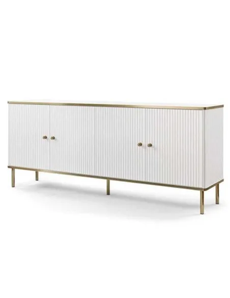Maison White And Gold 4 Door Wide Sideboard, 3143