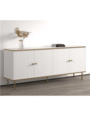 Maison White And Gold 4 Door Wide Sideboard, 3143