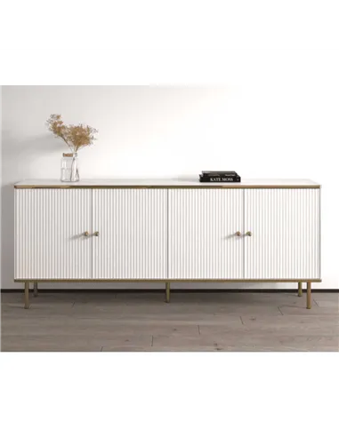 Maison White And Gold 4 Door Wide Sideboard, 3143