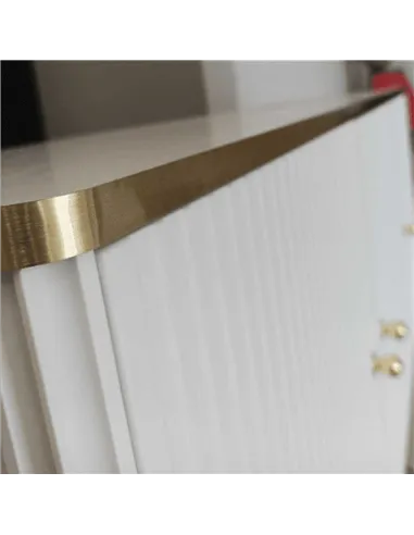 Maison White And Gold 4 Door Wide Sideboard, 3143