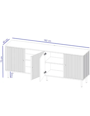 Maison White And Gold 4 Door Wide Sideboard, 3143