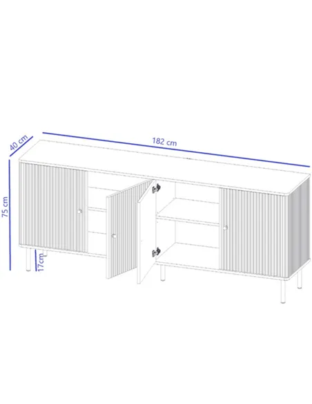 Maison White And Gold 4 Door Wide Sideboard, 3143