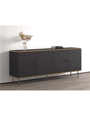 Maison Black And Gold 4 Door Wide Sideboard, 3144