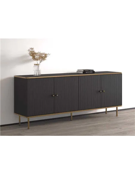 Maison Black And Gold 4 Door Wide Sideboard, 3144
