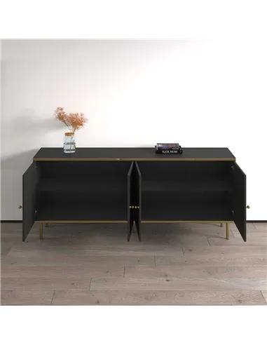 Maison Black And Gold 4 Door Wide Sideboard, 3144
