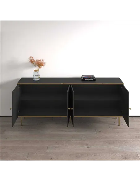Maison Black And Gold 4 Door Wide Sideboard, 3144