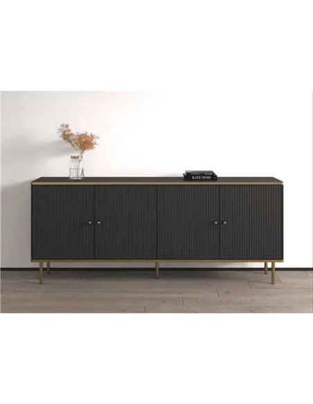 Maison Black And Gold 4 Door Wide Sideboard, 3144