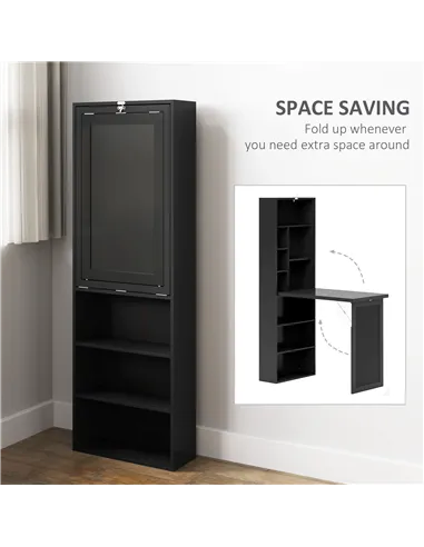 HOMCOM Three-Part Work Desk, with Storage and Chalkboard - Black