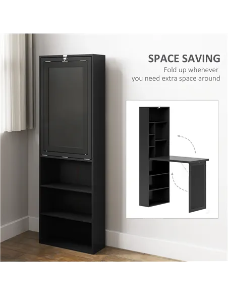 HOMCOM Three-Part Work Desk, with Storage and Chalkboard - Black