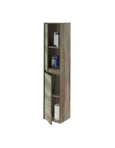 Mario Nordic Oak Effect Tall 2 Door Wall Mounted Floating Bathroom Storage Cupboard, 3259