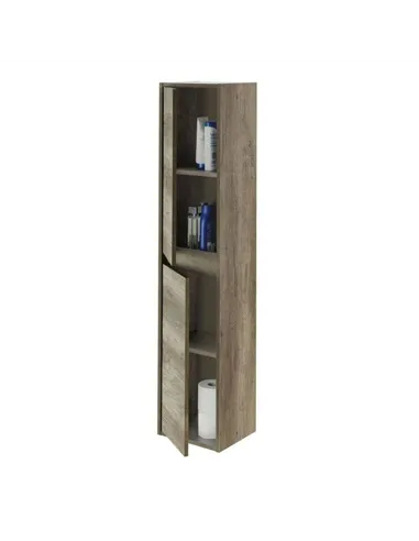 Mario Nordic Oak Effect Tall 2 Door Wall Mounted Floating Bathroom Storage Cupboard, 3259