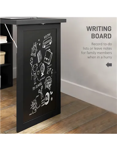 HOMCOM Three-Part Work Desk, with Storage and Chalkboard - Black