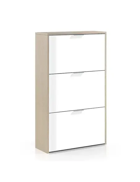 Marvin White And Oak Effect Shoe Cabinet, 3260