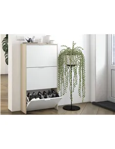 Marvin White And Oak Effect Shoe Cabinet, 3260 2